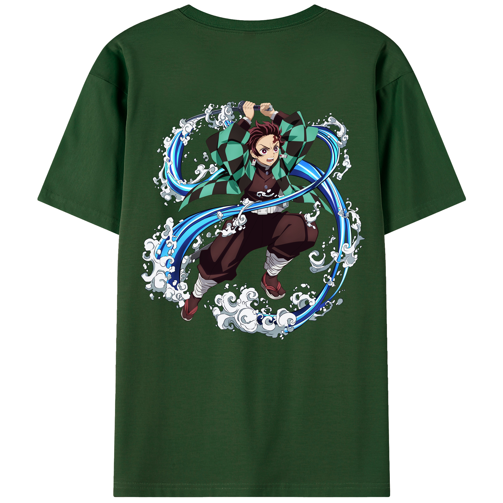 （画像用） 鬼滅の刃 竈門 炭治郎／かまど たんじろう Kamado Tanjirou 綿100％半袖Tシャツ（背面プリント）